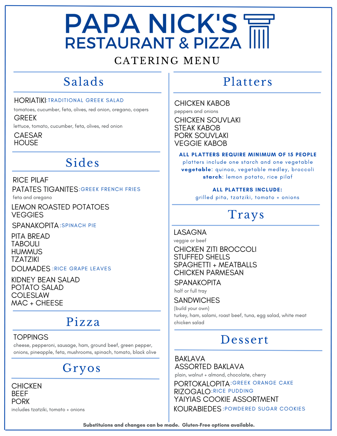 Papa Nicks Catering Menu Hinesburg Vermont, Office Catering, Party Catering, Private Event Catering